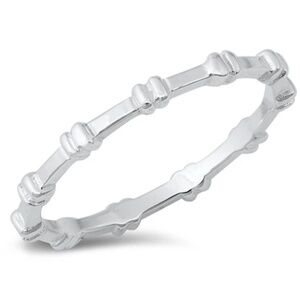 Sterling Silver Bamboo-Style Stacking Ring – Size 8